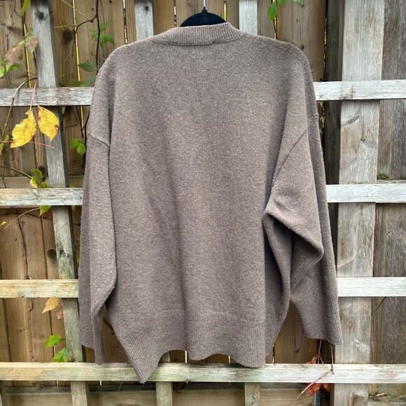 Róhe Taupe Classic V-Neck Sweater Taupe Melange Size 40 - Picture 4 of 6